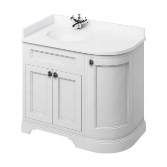 Burlington 100 Curved LH 3-Door Vanity Unit and White Basin 1000mm Wide Sand - 0 Tap Hole