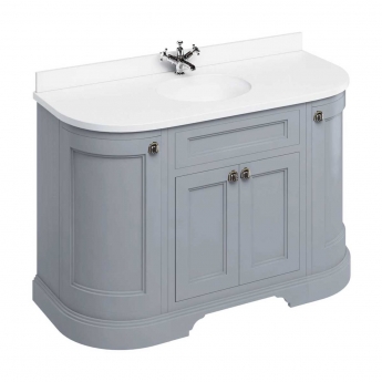 Burlington 134 Curved 4-Door Vanity Unit and White Basin 1300mm Wide Grey - 0 Tap Hole