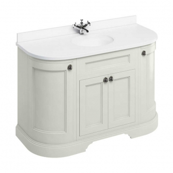 Burlington 134 Curved 4-Door Vanity Unit and White Basin 1300mm Wide Sand - 0 Tap Hole