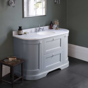 Burlington 134 Curved 2-Door Vanity Unit and White Basin 1300mm Wide Grey - 0 Tap Hole
