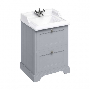 Burlington 65 2-Drawer Vanity Unit and Classic Basin 650mm Wide Classic Grey - 2 Tap Hole