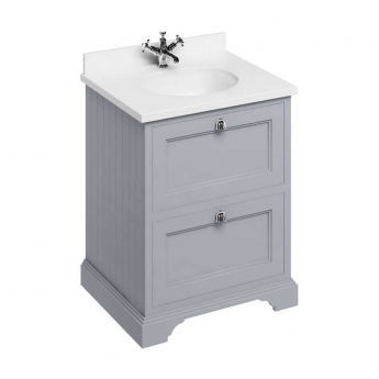 Burlington 65 2-Drawer Vanity Unit and White Basin 650mm Wide Classic Grey - 0 Tap Hole