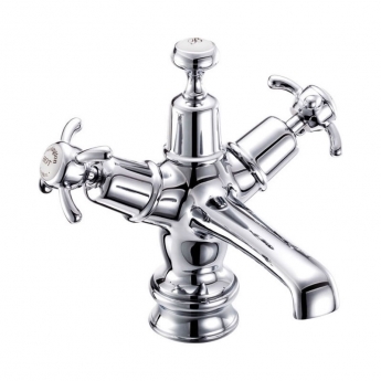 Burlington Anglesey Regent Mono Basin Mixer Tap Dual Handle with Press Top Waste - Chrome