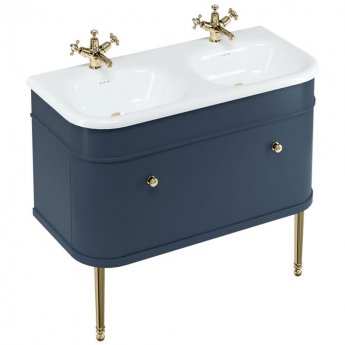 Burlington Chalfont Wall Hung 1-Drawer Vanity Unit with Basin 1000mm Wide - Blue