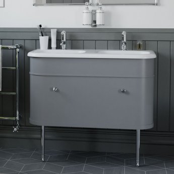 Burlington Chalfont Wall Hung 1-Drawer Vanity Unit with Basin 1000mm Wide - Classic Grey