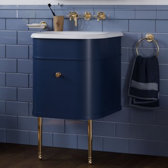 Burlington Chalfont Wall Hung 1-Drawer Vanity Unit with Basin 550mm Wide - Blue