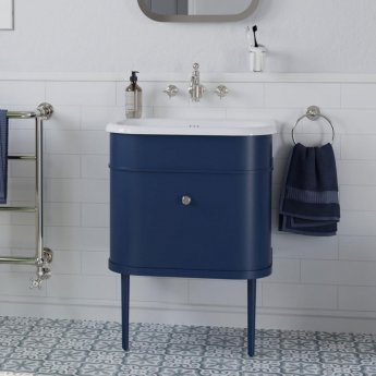 Burlington Chalfont Wall Hung 1-Drawer Vanity Unit with Basin 550mm Wide - Blue