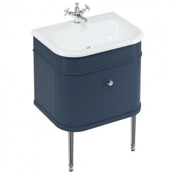 Burlington Chalfont Wall Hung 1-Drawer Vanity Unit with Basin 650mm Wide - Blue