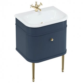 Burlington Chalfont Wall Hung 1-Drawer Vanity Unit with Basin 650mm Wide - Blue