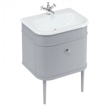 Burlington Chalfont Wall Hung 1-Drawer Vanity Unit with Basin 650mm Wide - Classic Grey