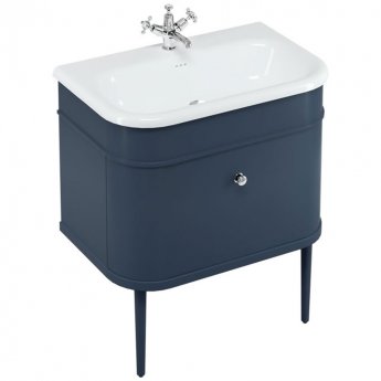 Burlington Chalfont Wall Hung 1-Drawer Vanity Unit with Basin 750mm Wide - Blue