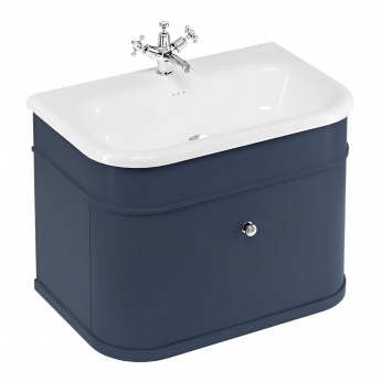 Burlington Chalfont Wall Hung 1-Drawer Vanity Unit with Basin 750mm Wide - Blue