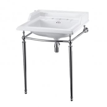 Burlington Classic Basin with Chrome Wash Stand 650mm Wide 3 Tap Hole