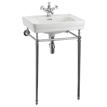 Burlington Contemporary Basin with Extended Regal Chrome Wash Stand 580mm Wide 1 Tap Hole