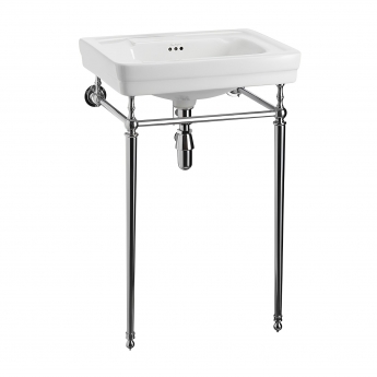Burlington Contemporary Basin with Chrome Wash Stand 580mm Wide 2 Tap Hole