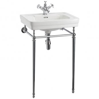 Burlington Contemporary Basin with Chrome Wash Stand 580mm Wide 3 Tap Hole