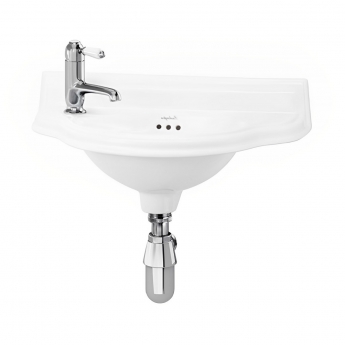 Burlington Curved Wall Hung Cloakroom Basin 510mm Wide LH Tap Hole