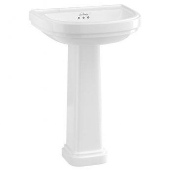 Burlington Riviera Curved Basin with Full Pedestal 650mm Wide - 0 Tap Hole