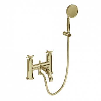 Burlington Riviera Bath Shower Mixer Tap with Handset and Hose Kit - Gold