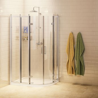 Burlington Traditional Offset Quadrant Shower Enclosure with Tray 1200mm x 800mm RH - 8mm Glass