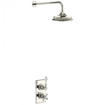 Burlington Trent Dual Concealed Mixer Shower with White Ceramic Lever and 12 Inch Fixed Head - Nickel