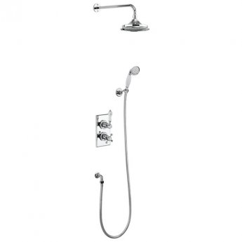 Burlington Trent Thermostatic Dual Concealed Mixer Shower with Shower Kit and 6 Inch Fixed Head - Medici/Chrome