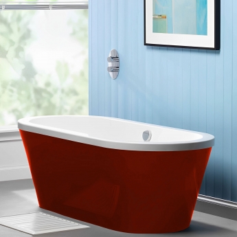 Carron Halcyon Oval Freestanding Bath Red Panelling 1750mm x 800mm - Carronite