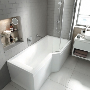 Carron Urban Edge L-Shaped Shower Bath 1675mm x 700mm/850mm Right Handed - 5mm Acrylic