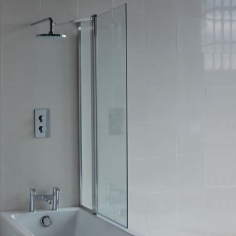 Cleargreen Hinged Bath Screen with Fixed Panel 1450mm H x 850mm W - 6mm Glass