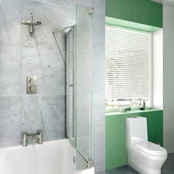 Cleargreen EcoSquare Bath Screen with Hinged End Panel 1450mm H x 820mm W Right Handed - 6mm Glass