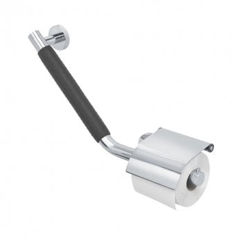 Coram Boston Safety Bar with Toilet Roll Holder 135 Degree Left - Stainless Steel Brushed
