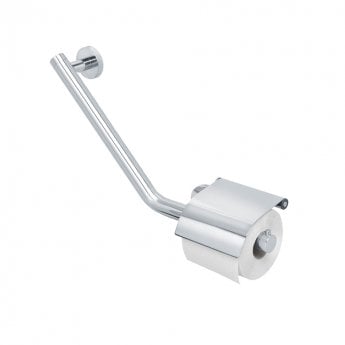 Coram Boston Safety Bar with Toilet Roll Holder 135 Degree Left- Stainless Steel Polished