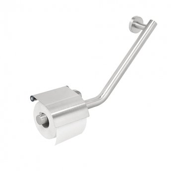 Coram Boston Safety Bar with Toilet Roll Holder 135 Degree Right- Stainless Steel Polished