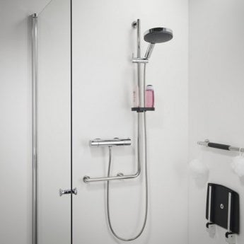 Coram Boston Safety Shower Bar 90 Degree Right - Stainless Steel Polished