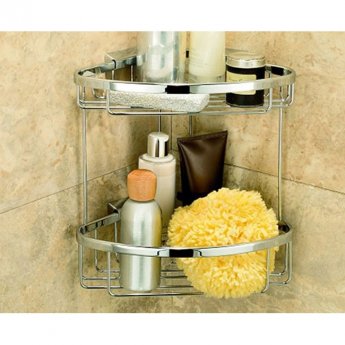 Coram Boston Large Double Corner Shower Basket with Concealed Fixing - Chrome