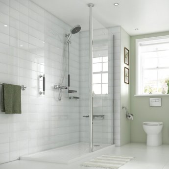 Coram Column Wet Room Glass Panel 800mm Wide - 8mm Glass | Product Image