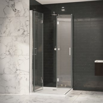 Coram Premier 8 Double Bi-Fold Door Shower Enclosure 1000mm x 1000mm - 8mm Glass