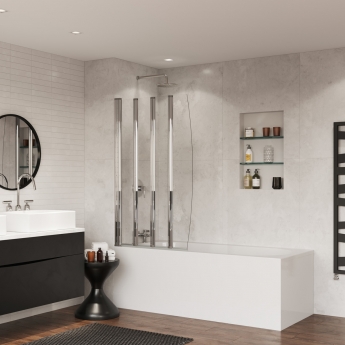 Coram Four Folding Bath Screen 1400mm H x 865mm W - 4mm Glass
