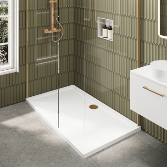 Delphi Accents Brushed Brass 8mm Wet Room Walk-In Shower Enclosure (inc White Tray)