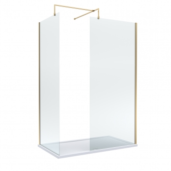 Delphi Accents Brushed Brass 8mm Wet Room Walk-In Shower Enclosure (inc White Tray)