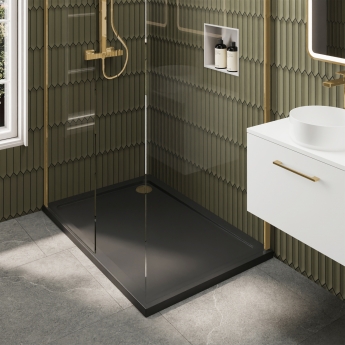 Delphi Accents Brushed Brass Walk-In Shower Enclosure 1200mm x 800mm (inc Slate Grey Tray) | Product Image