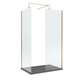 Delphi Accents Brushed Brass Walk-In Shower Enclosure 1200mm x 800mm (inc Slate Grey Tray) | Product Image