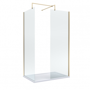 Delphi Accents Brushed Brass Walk-In Shower Enclosure 1200mm x 700mm (inc White Tray) | Product Image