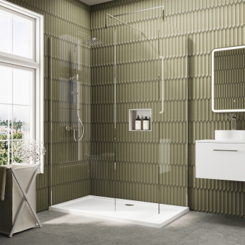 Delphi Accents Chrome 8mm Wet Room Walk-In Shower Enclosure (inc White Tray)