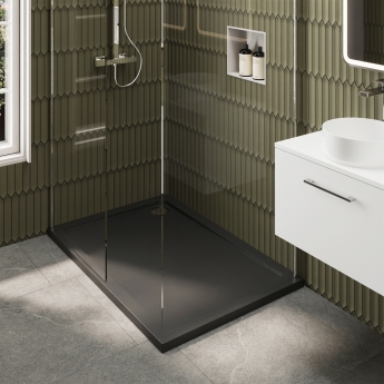 Delphi AquaStone Grey Slate Effect 45mm Stone Resin Rectangular Shower Tray