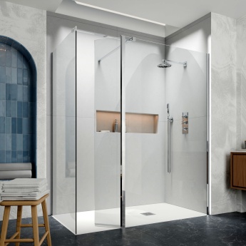 Delphi Accents Chrome Walk-In Shower Enclosure with Return Panel | Product Image