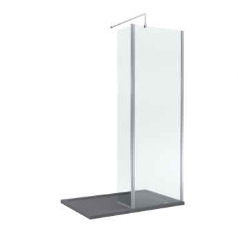Delphi Accents Chrome Wet Room Screen with Hinged Return 1200mm x 900mm (inc Slate Grey Tray) | Product Image