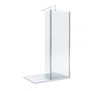 Delphi Accents Chrome Wet Room Screen with Hinged Return 1200mm x 700mm (inc White Tray) | Product Image
