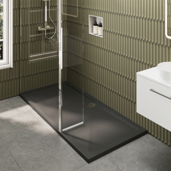Delphi Accents Chrome Wet Room Screen with Hinged Return 1700mm x 800mm (inc Slate Grey Tray) | Product Image