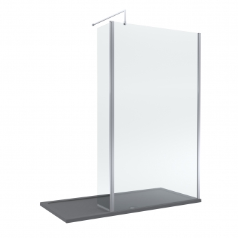 Delphi Accents Chrome Wet Room Screen with Hinged Return 1700mm x 800mm (inc Slate Grey Tray) | Product Image